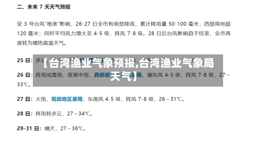 【台湾渔业气象预报,台湾渔业气象局天气】-第1张图片