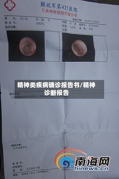 精神类疾病确诊报告书/精神诊断报告