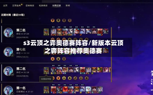 s3云顶之弈奥德赛阵容/新版本云顶之弈阵容推荐奥德赛