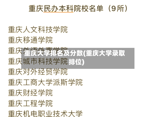 重庆大学排名及分数(重庆大学录取排位)